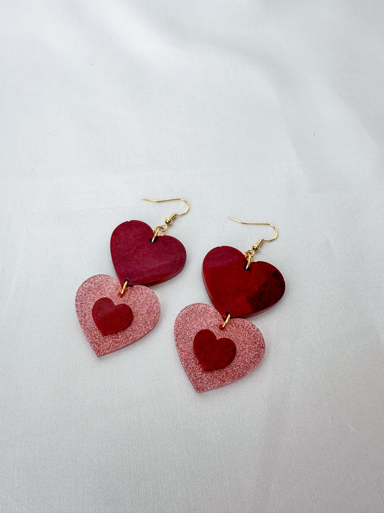 Double Heart Dangles