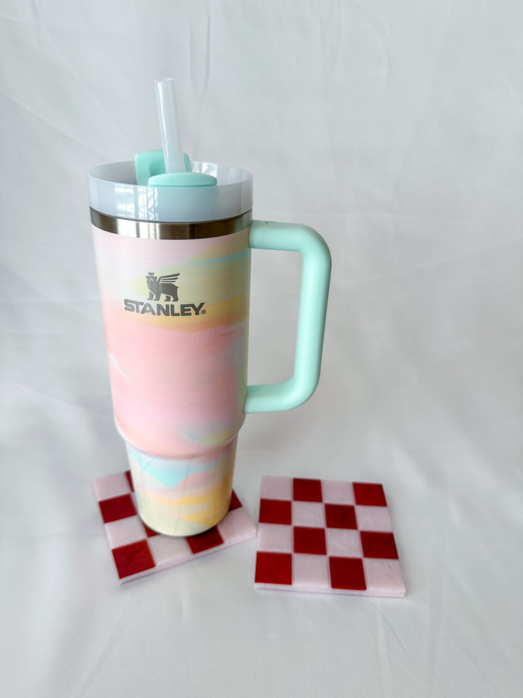 Valentines checkered coaster sets