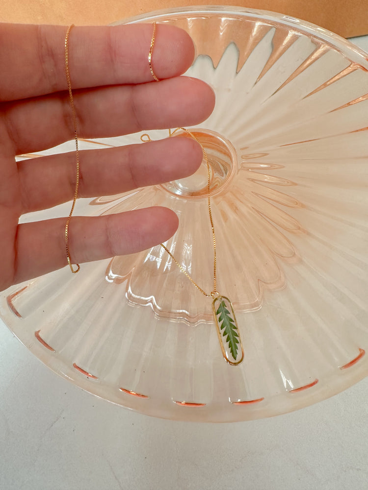 Dainty Vertical Fern Necklace