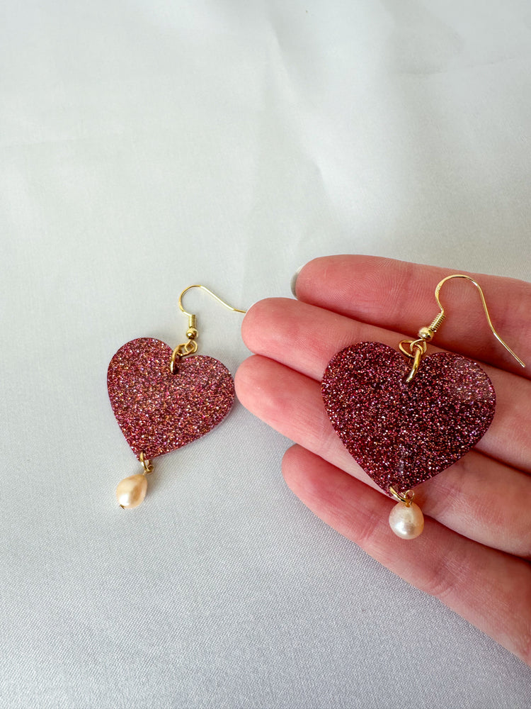 Pearly heart dangles