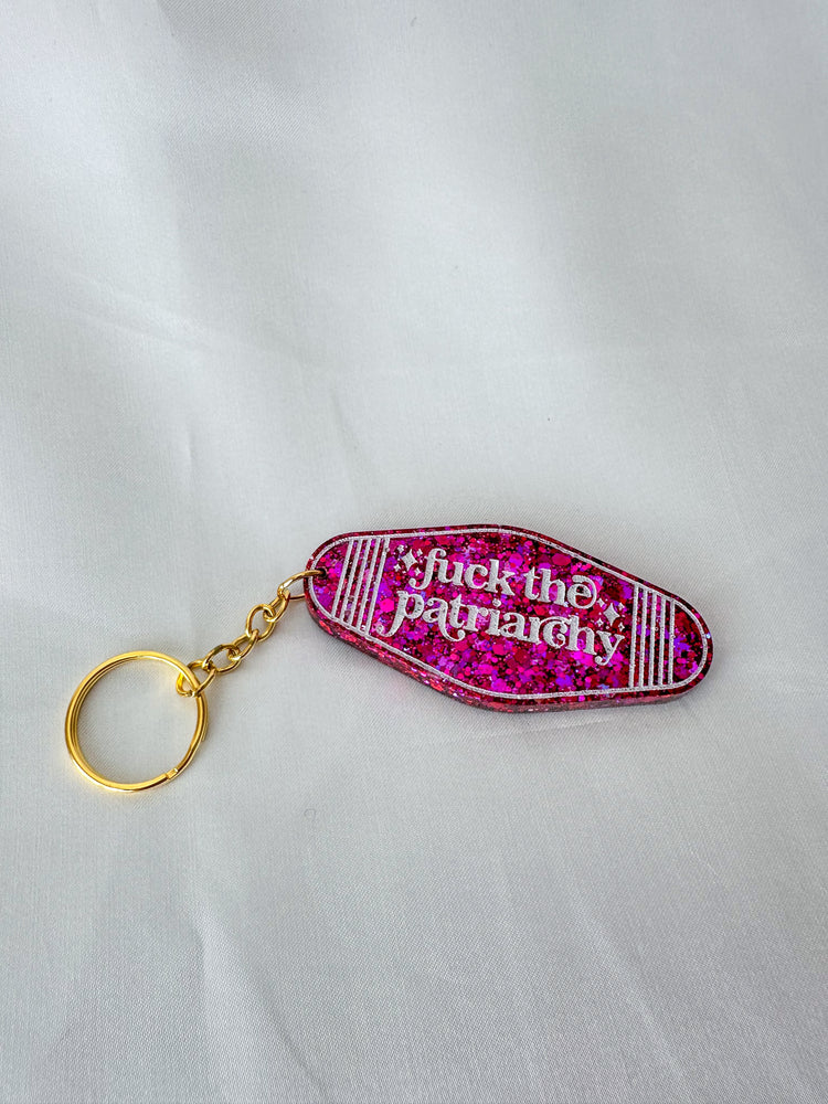 Pink F*ck the patriarchy keychain