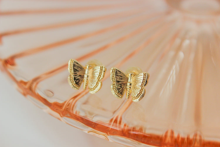 Gold Butterfly Studs