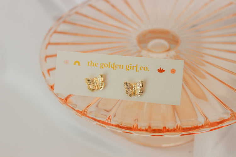 Gold Butterfly Studs