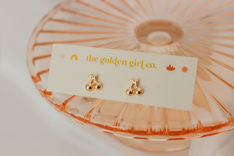 Gold Cherry Studs
