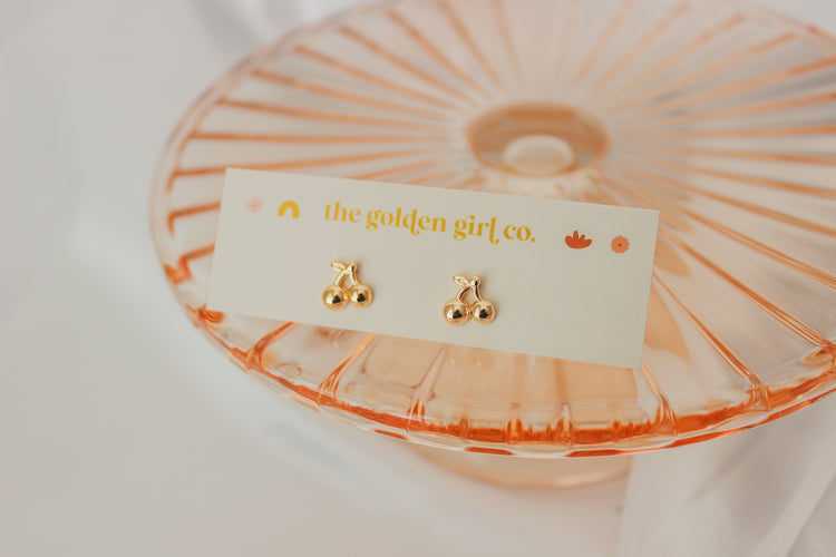 Gold Cherry Studs
