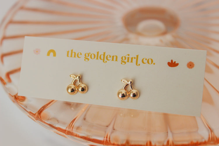 Gold Cherry Studs