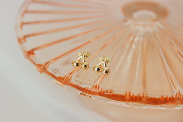 Gold Cherry Studs