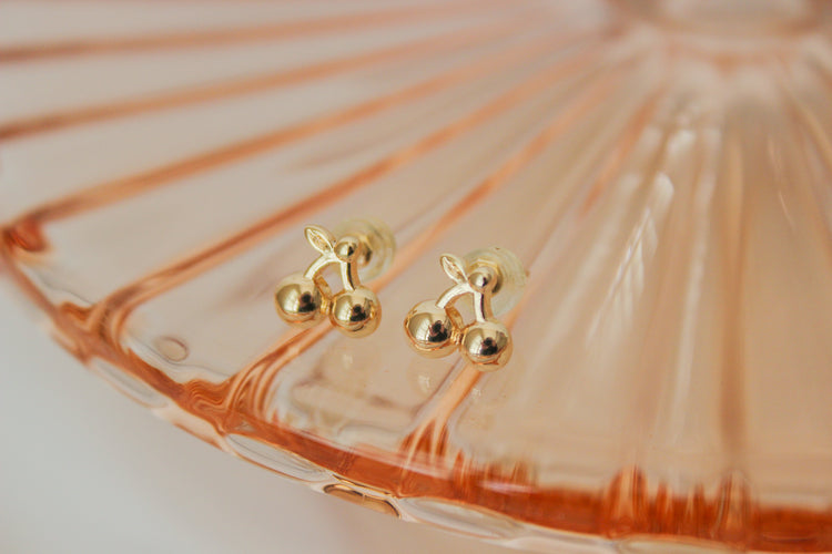 Gold Cherry Studs