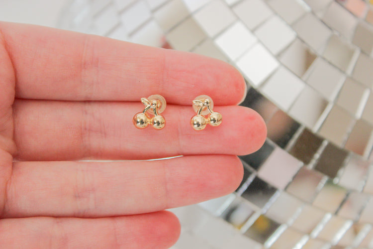 Gold Cherry Studs