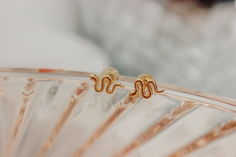 Gold Snake Studs