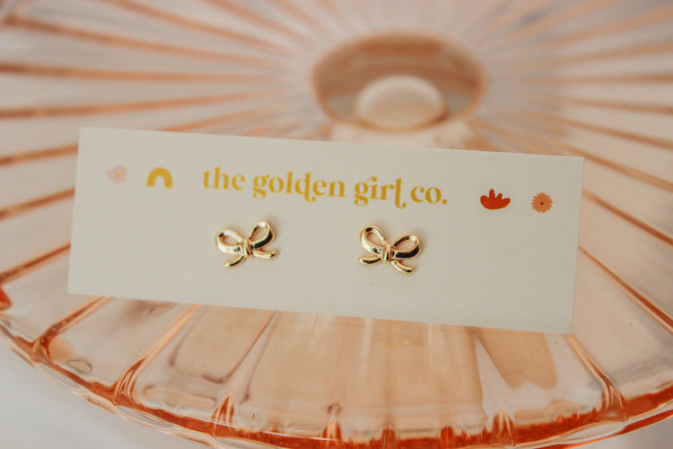 Gold Bow Studs