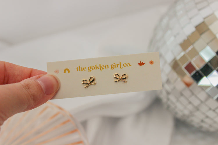 Gold Bow Studs