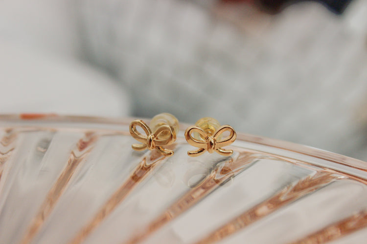Gold Bow Studs