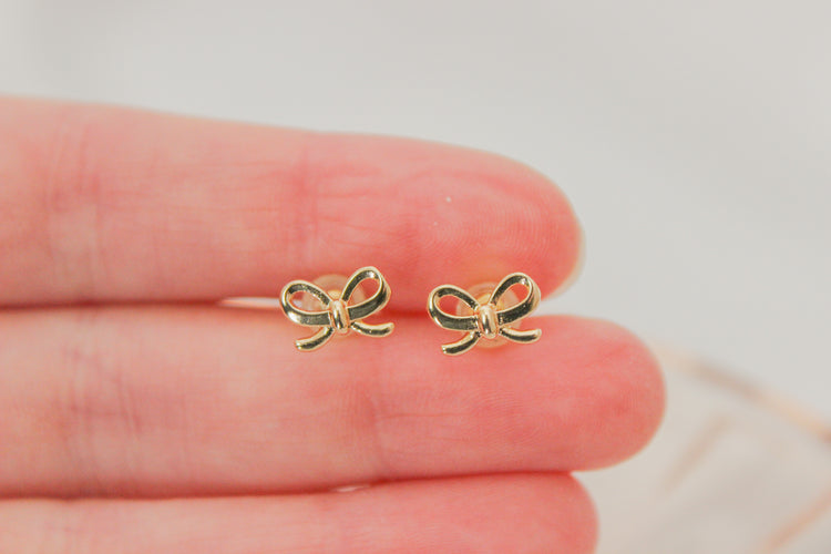 Gold Bow Studs