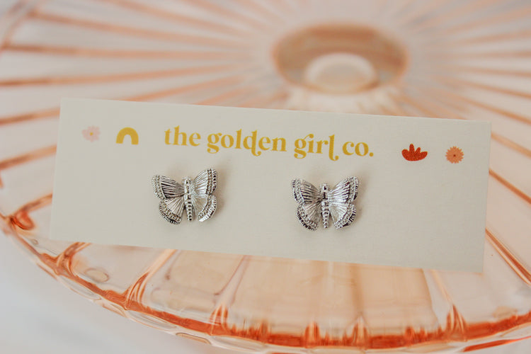 Silver Butterfly Studs