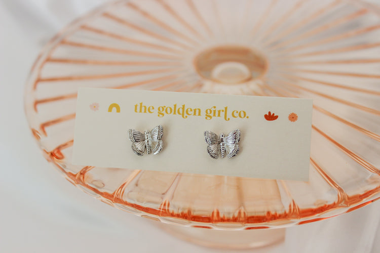 Silver Butterfly Studs