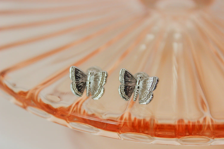 Silver Butterfly Studs