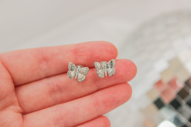 Silver Butterfly Studs
