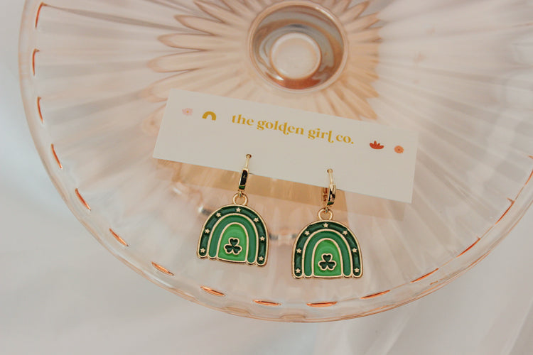 Shamrock Rainbow Huggie Hoops