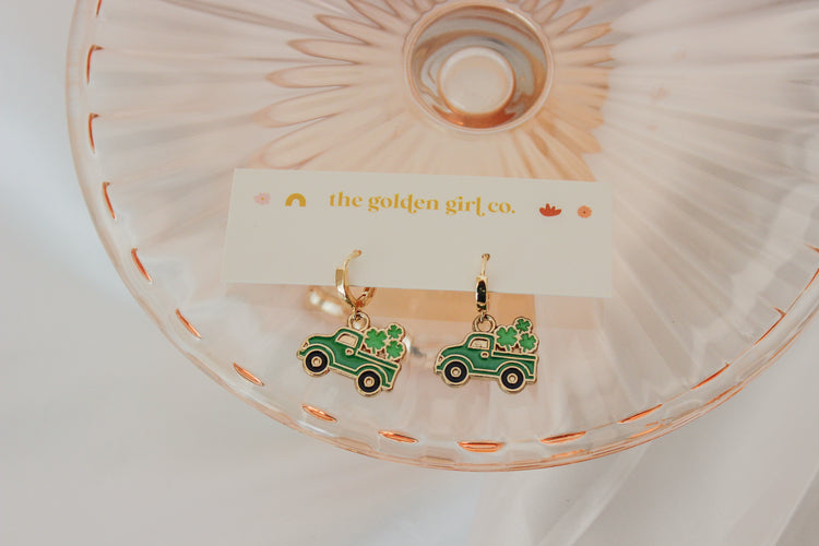 Shamrock Truck Huggie Hoops