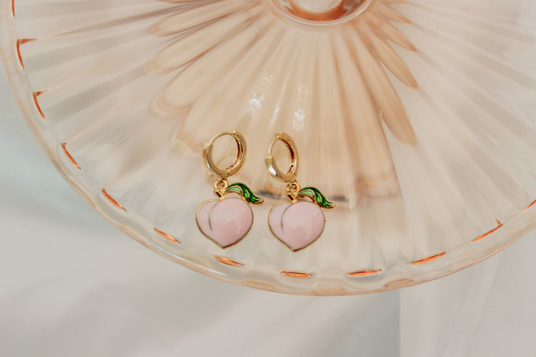 Peach Huggie Hoops