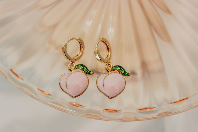 Peach Huggie Hoops