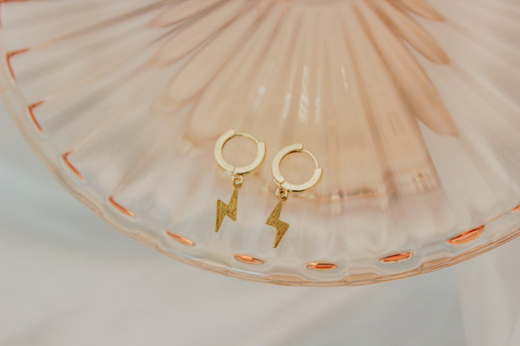 Lightning Bolt Huggie Hoops