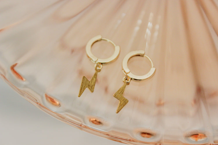 Lightning Bolt Huggie Hoops