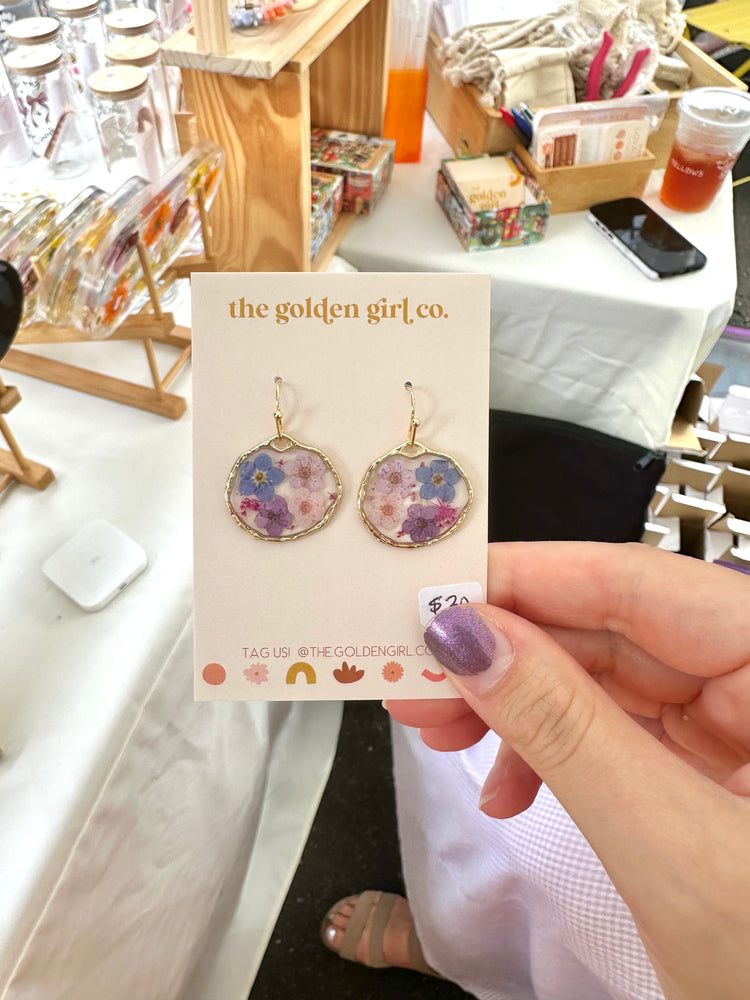 Purple Floral Dangles