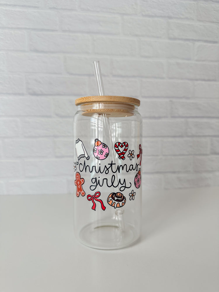 Christmas Girly Glass Cup