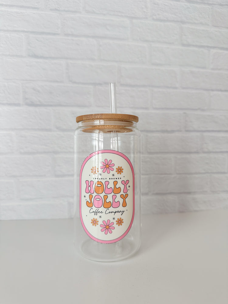Holly Jolly Pink Glass Cup (Imperfect)