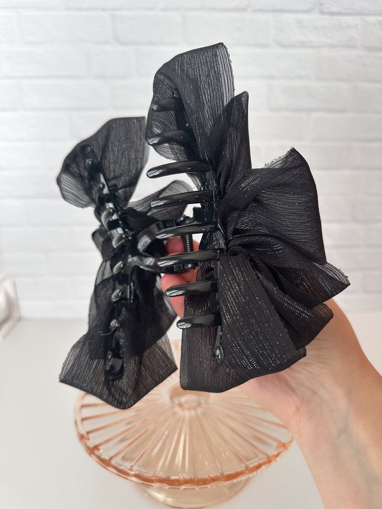 Black Chiffon Claw Clip