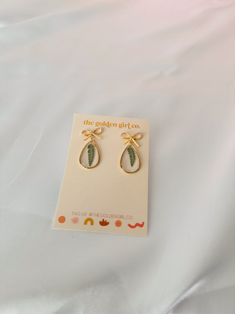 Teardrop Fern Bow Dangles