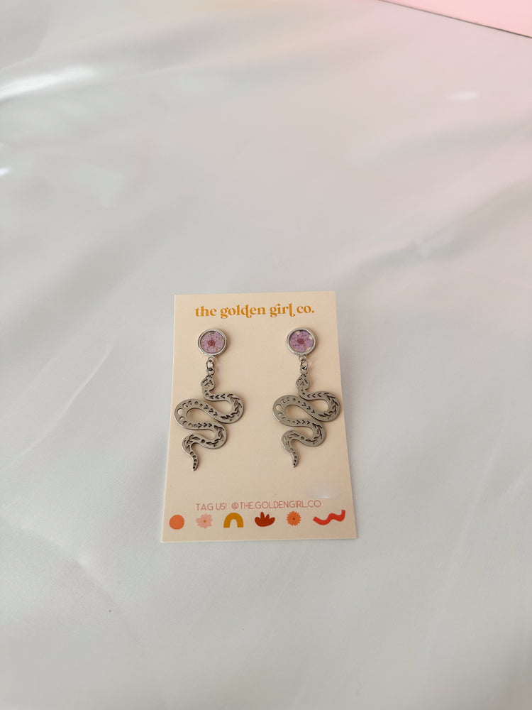 Lilac Snake Dangles (silver)