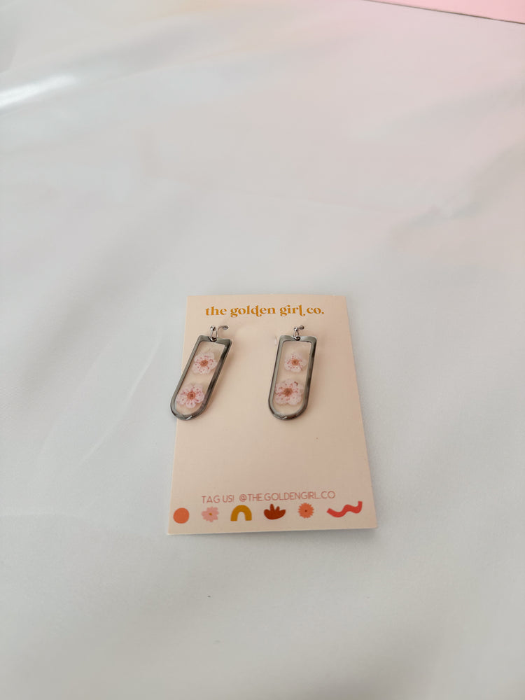 Baby Pink Blossom Dangles (Silver)