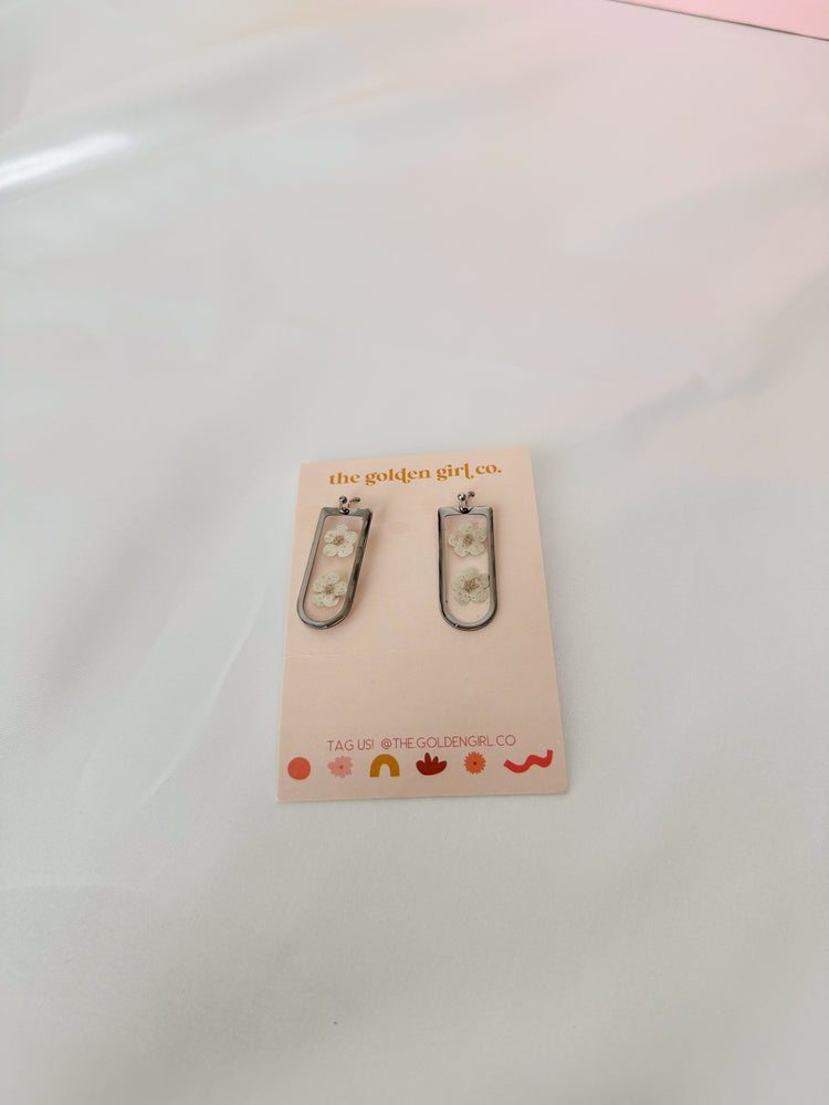 White Blossom Dangles (Silver)
