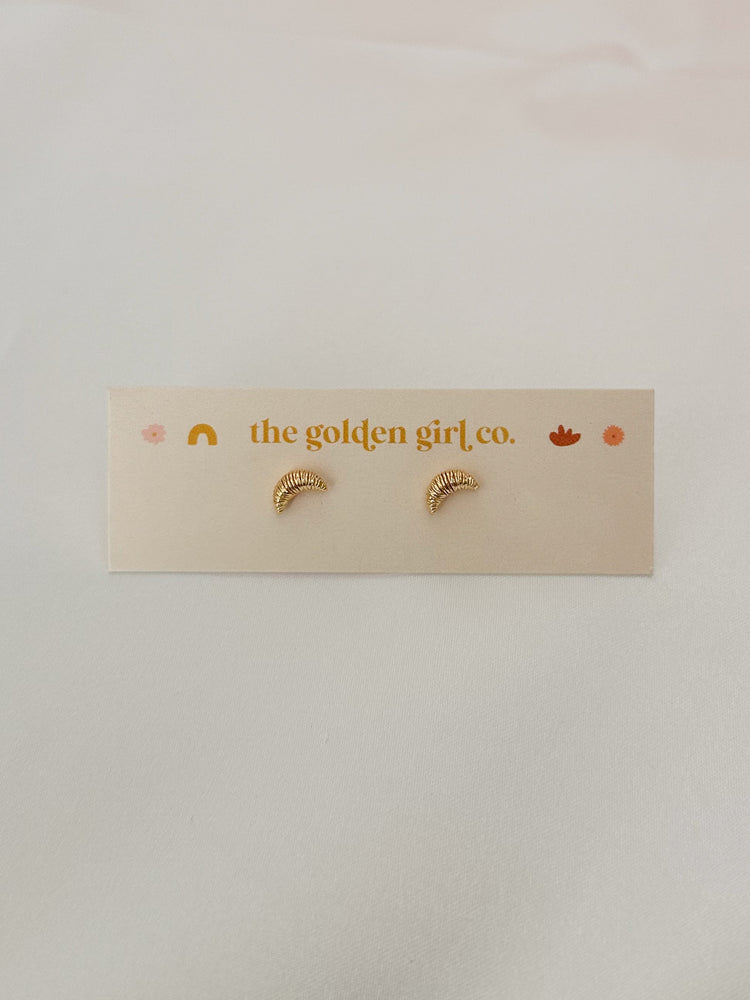 Gold Croissant Studs