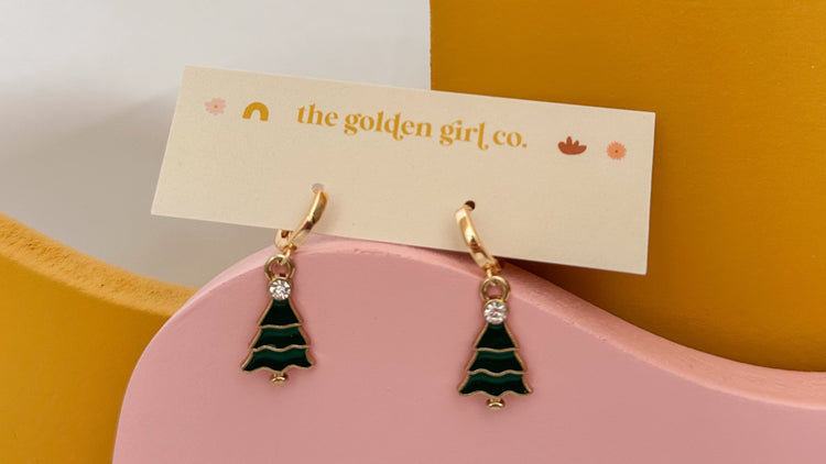 Glimmer Tree Huggie Hoops