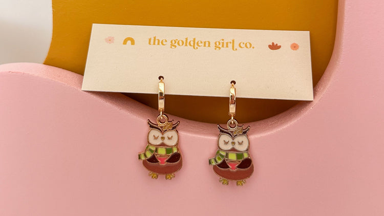 Owl Huggie Hoops