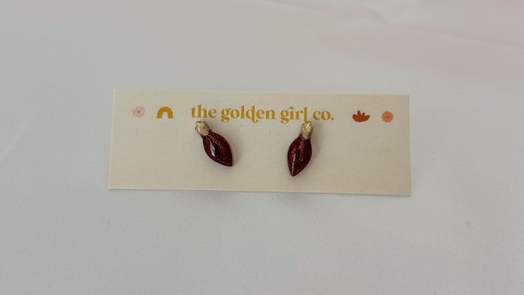 Red Christmas Bulb Studs