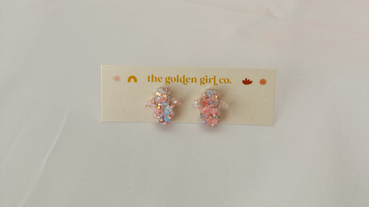 Pink Snowman Tree Studs