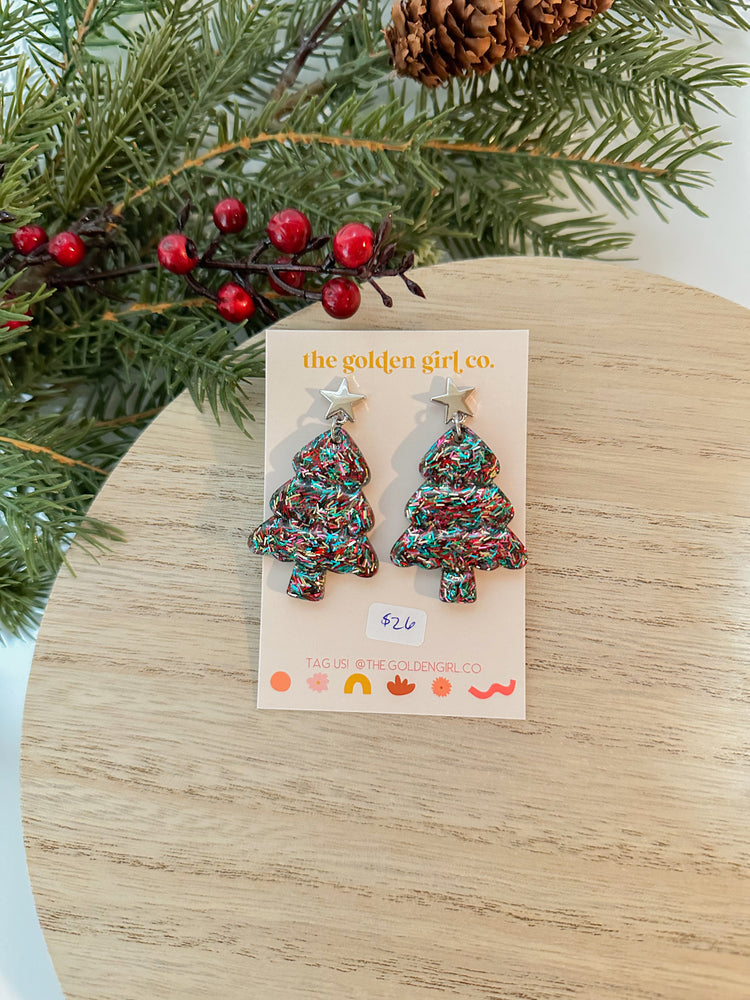 Rainbow Tinsel Star Tree Dangles (Ready to ship)