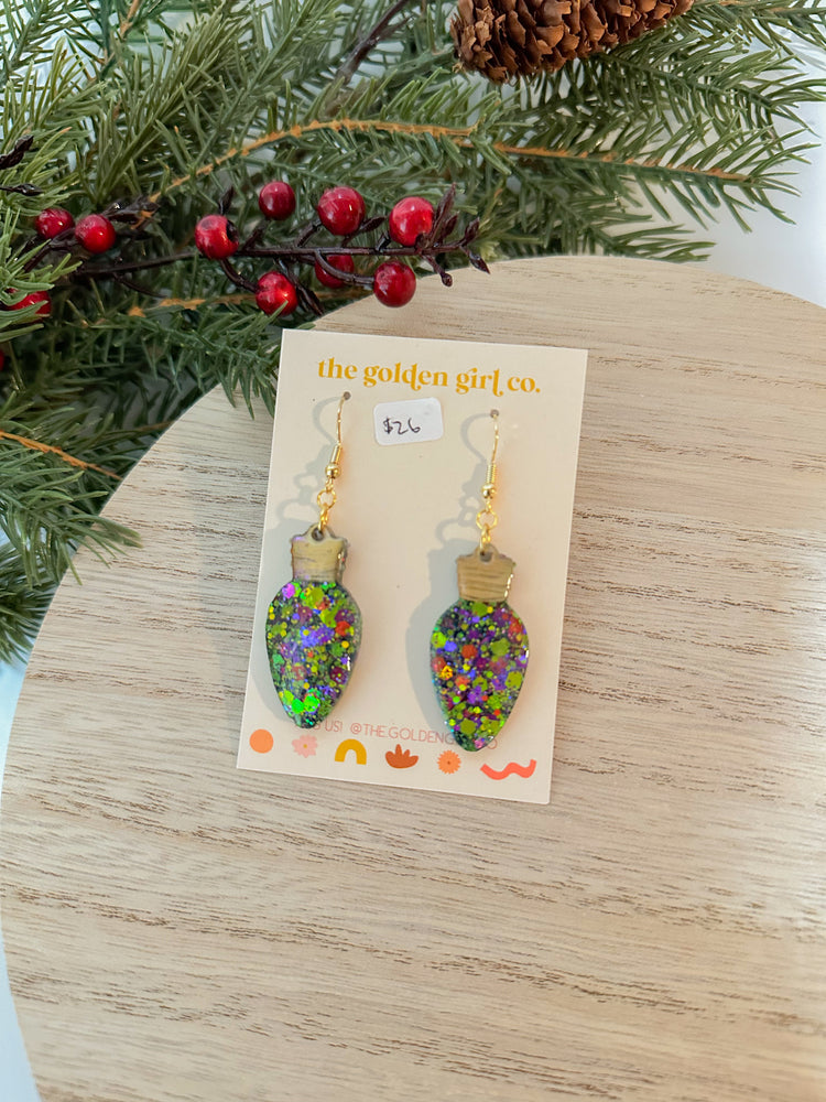 Glitzy Green Bulb Dangles (Ready to ship)