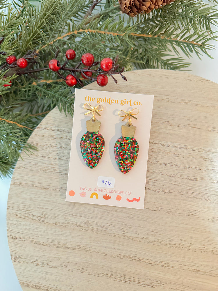 Cutie Christmas Bow Bulb Dangles