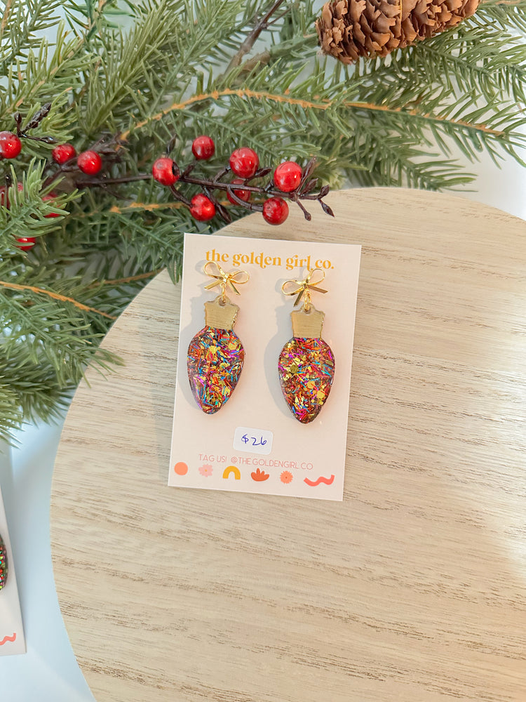 Holiday Magic Tinsel Bow Bulb Dangles (Ready to ship)