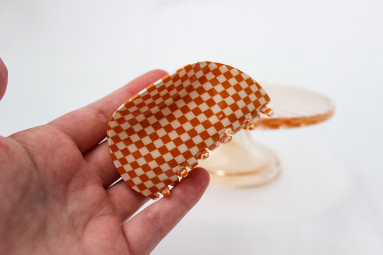 Orange Checkered Claw Clip