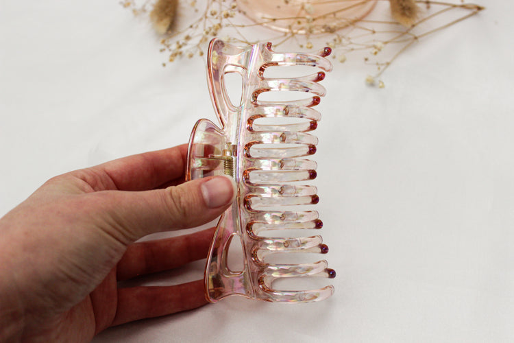 XL Iridescent Pink Claw Clip