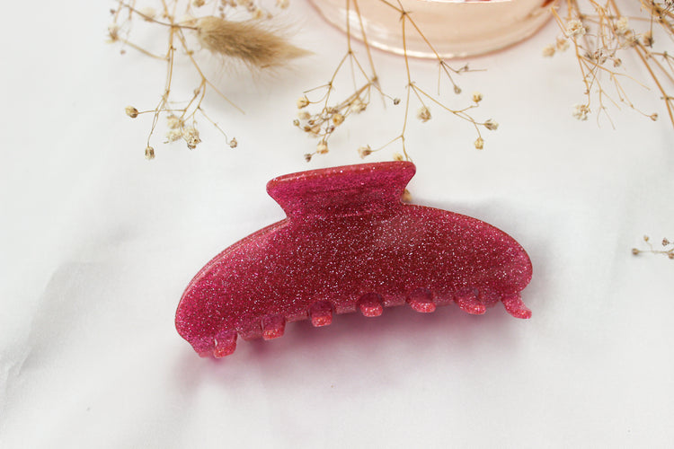 Pink Glitter Claw Clip