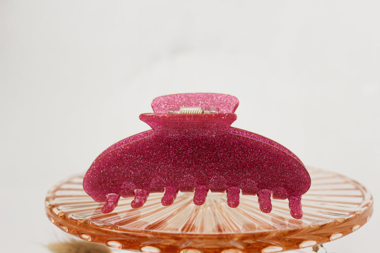 Pink Glitter Claw Clip