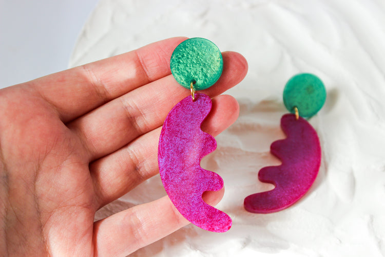 Large Abstract Color Block Dangles